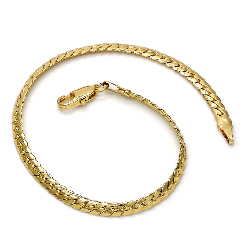 Gold Tone Basic Bracelet, Polished, Golden Finish