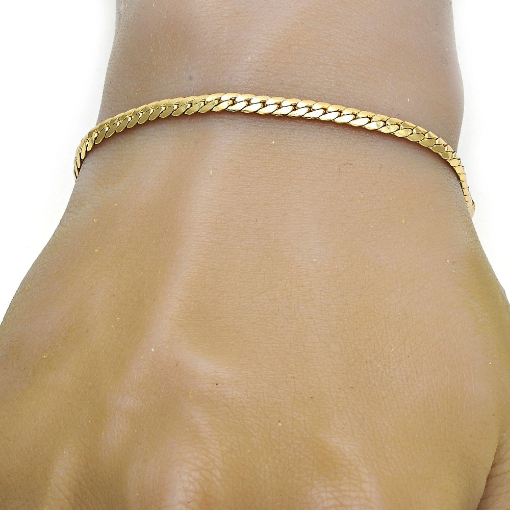 Gold Tone Basic Bracelet, Polished, Golden Finish
