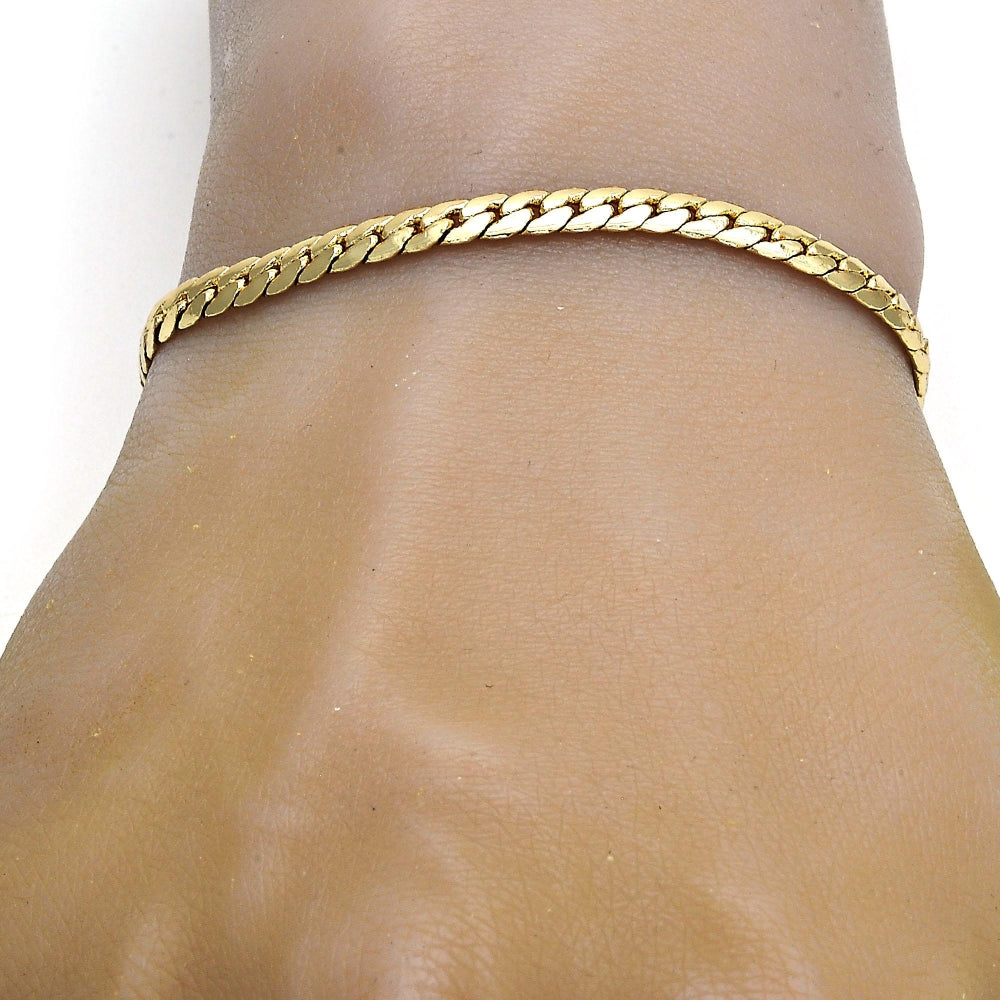 Gold Tone Basic Bracelet, Polished, Golden Finish