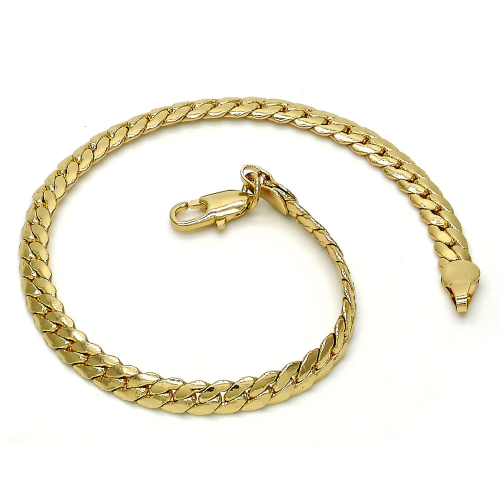 Gold Tone Basic Bracelet, Polished, Golden Finish