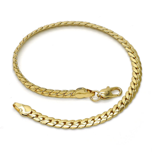 Gold Tone Basic Bracelet, Polished, Golden Finish