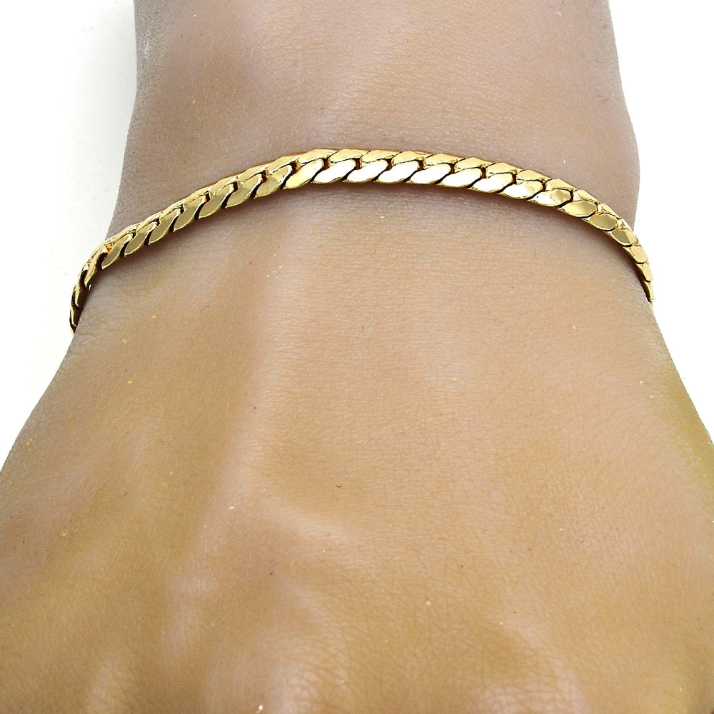 Gold Tone Basic Bracelet, Polished, Golden Finish