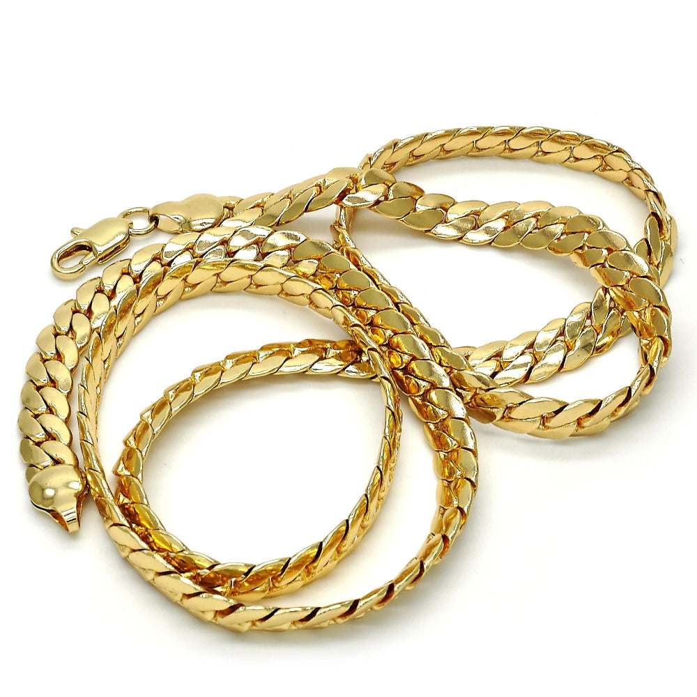 Gold Tone Basic Necklace, Polished, Golden Finish
