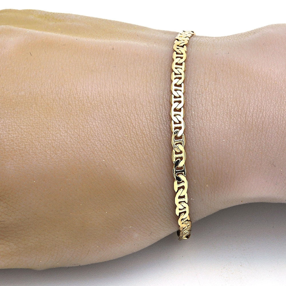 Gold Tone Basic Bracelet, Mariner Design, Polished, Golden Finish