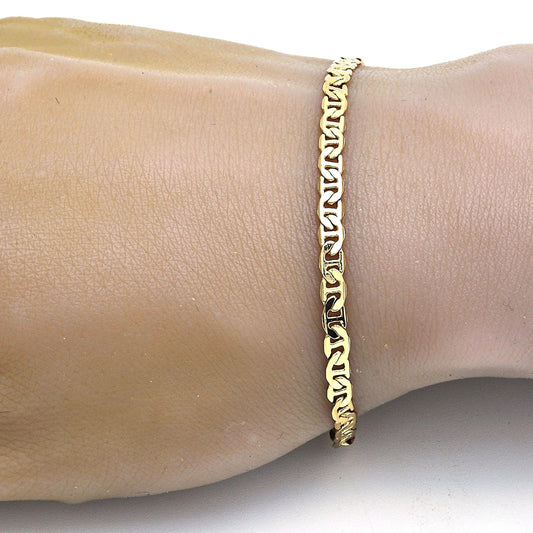Gold Tone Basic Bracelet, Mariner Design, Polished, Golden Finish