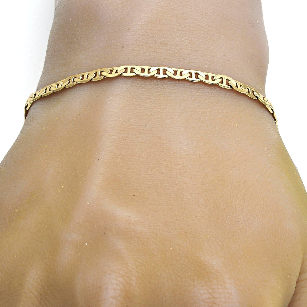 Gold Tone Basic Bracelet, Mariner Design, Polished, Golden Finish