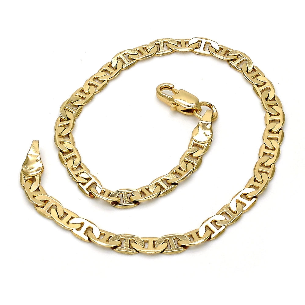 Gold Tone Basic Bracelet, Mariner Design, Polished, Golden Finish