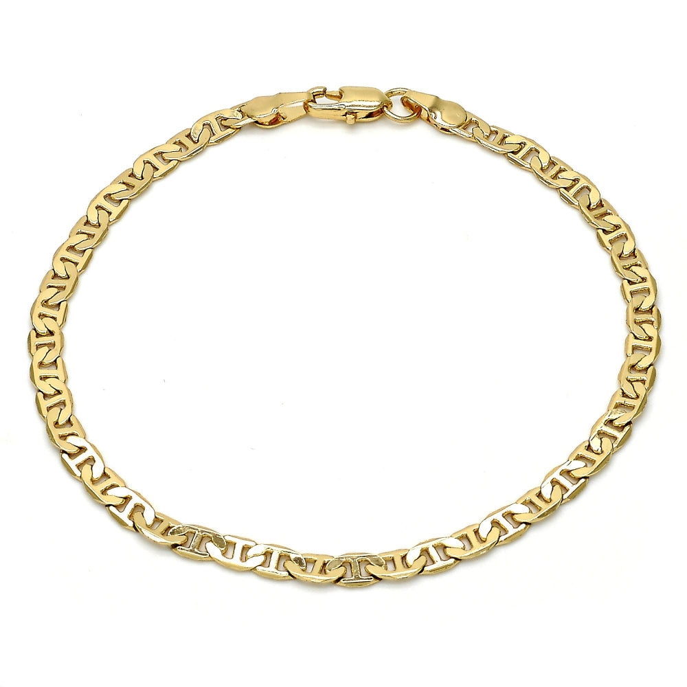 Gold Tone Basic Bracelet, Mariner Design, Polished, Golden Finish