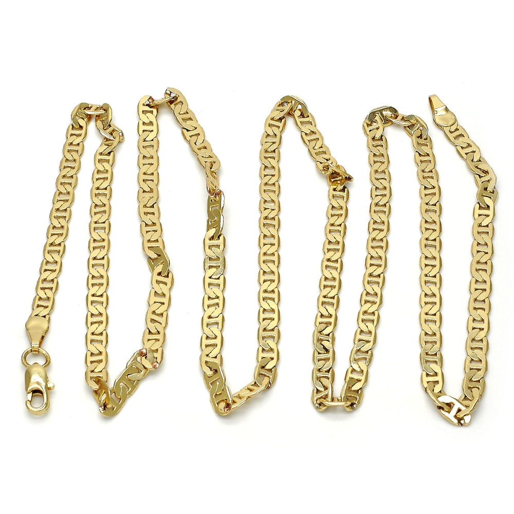 Gold Tone Basic Necklace, Mariner Design, Polished, Golden Finish
