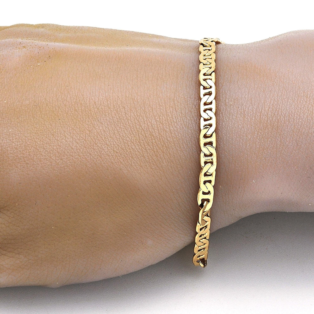 Gold Tone Basic Bracelet, Mariner Design, Polished, Golden Finish