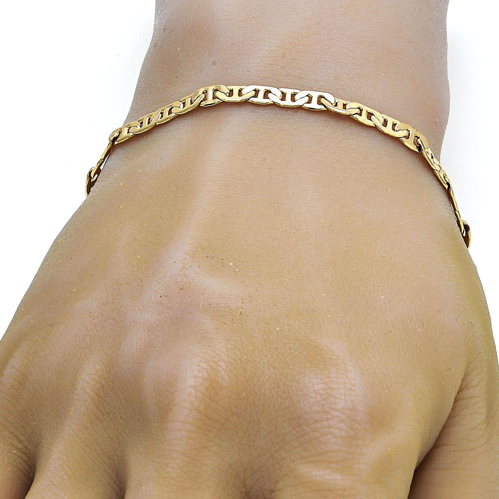 Gold Tone Basic Bracelet, Mariner Design, Polished, Golden Finish