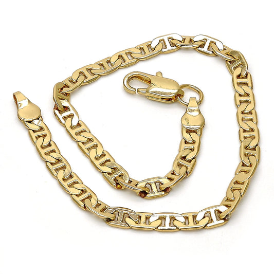 Gold Tone Basic Bracelet, Mariner Design, Polished, Golden Finish