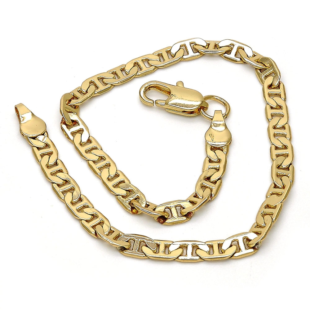 Gold Tone Basic Bracelet, Mariner Design, Polished, Golden Finish