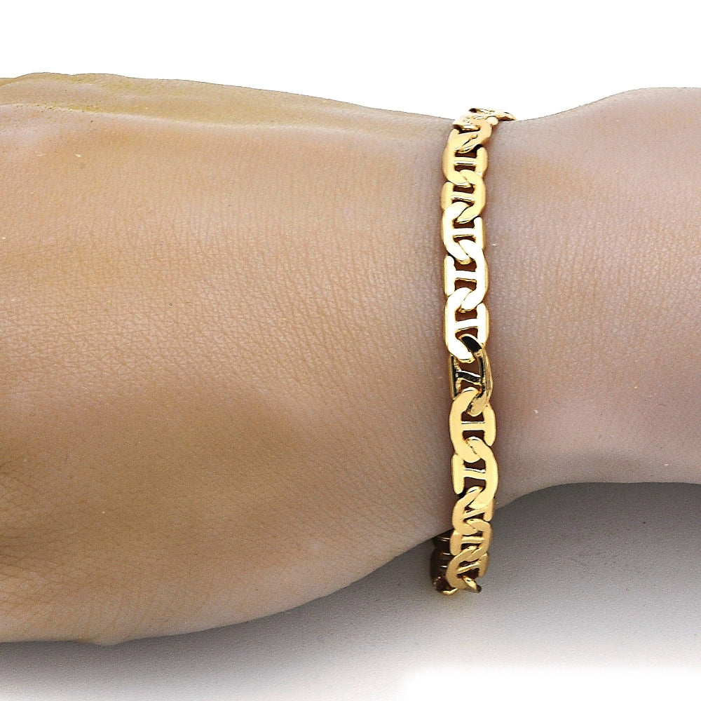 Gold Tone Basic Bracelet, Mariner Design, Polished, Golden Finish