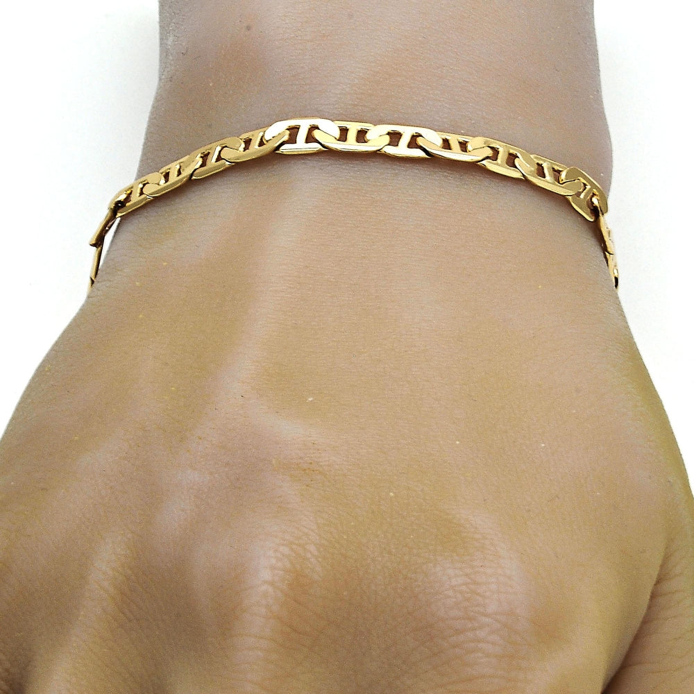 Gold Tone Basic Bracelet, Mariner Design, Polished, Golden Finish