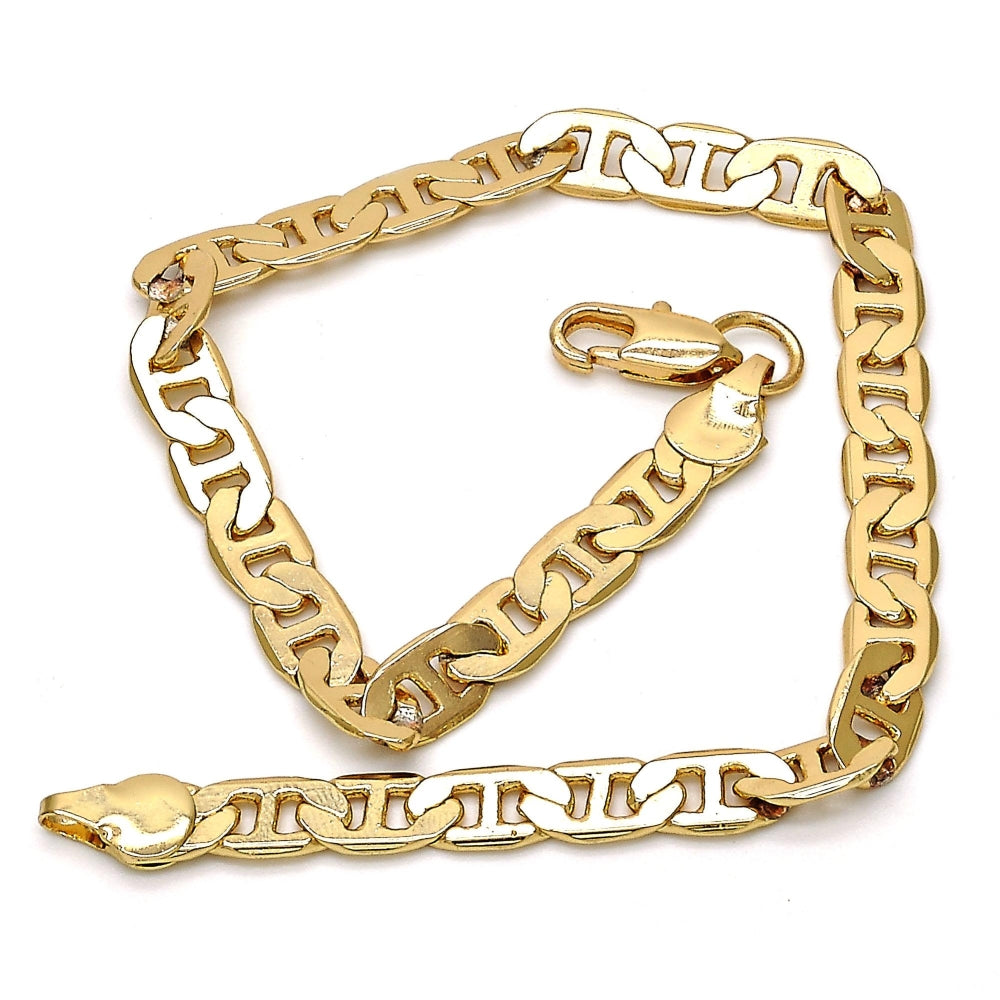 Gold Tone Basic Bracelet, Mariner Design, Polished, Golden Finish
