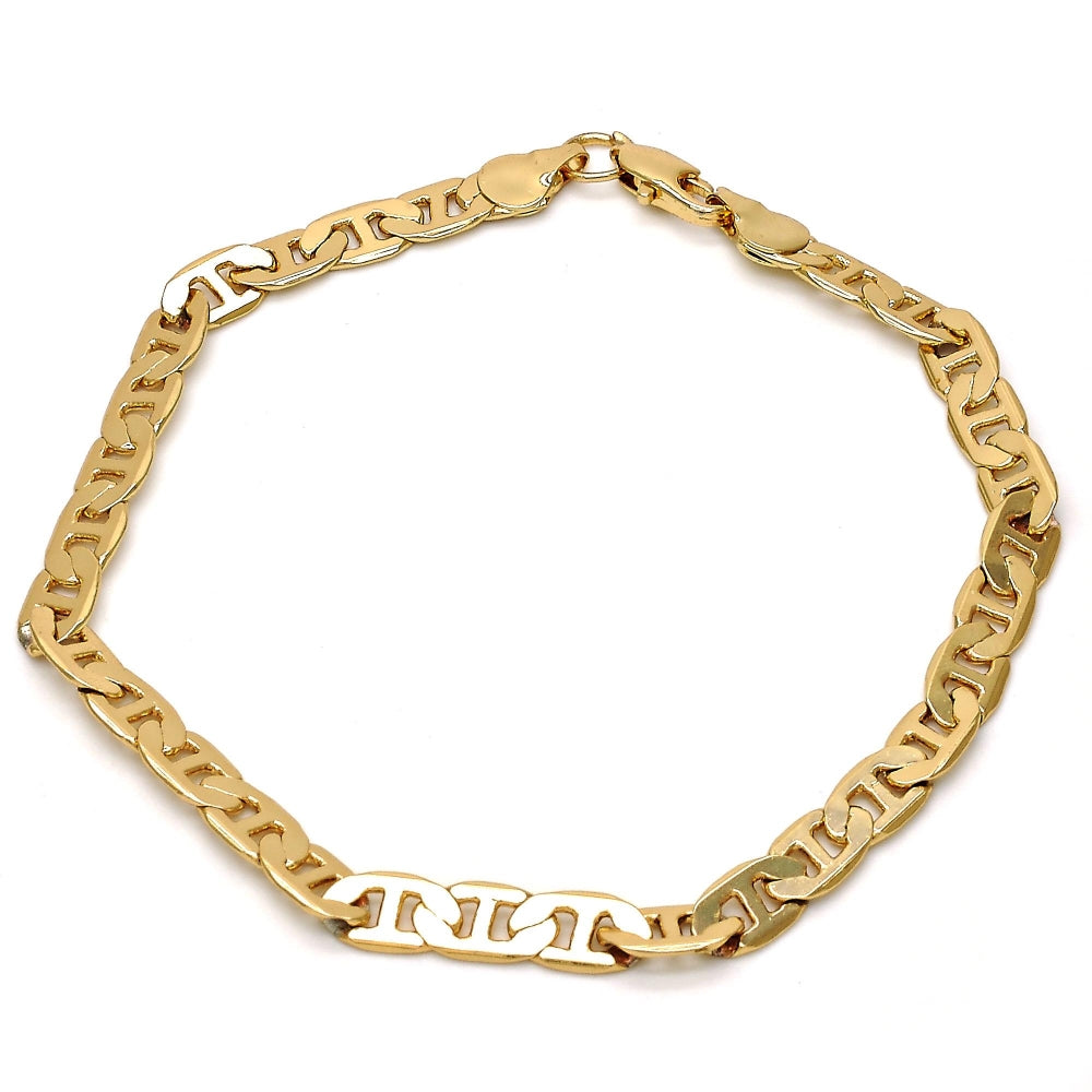 Gold Tone Basic Bracelet, Mariner Design, Polished, Golden Finish