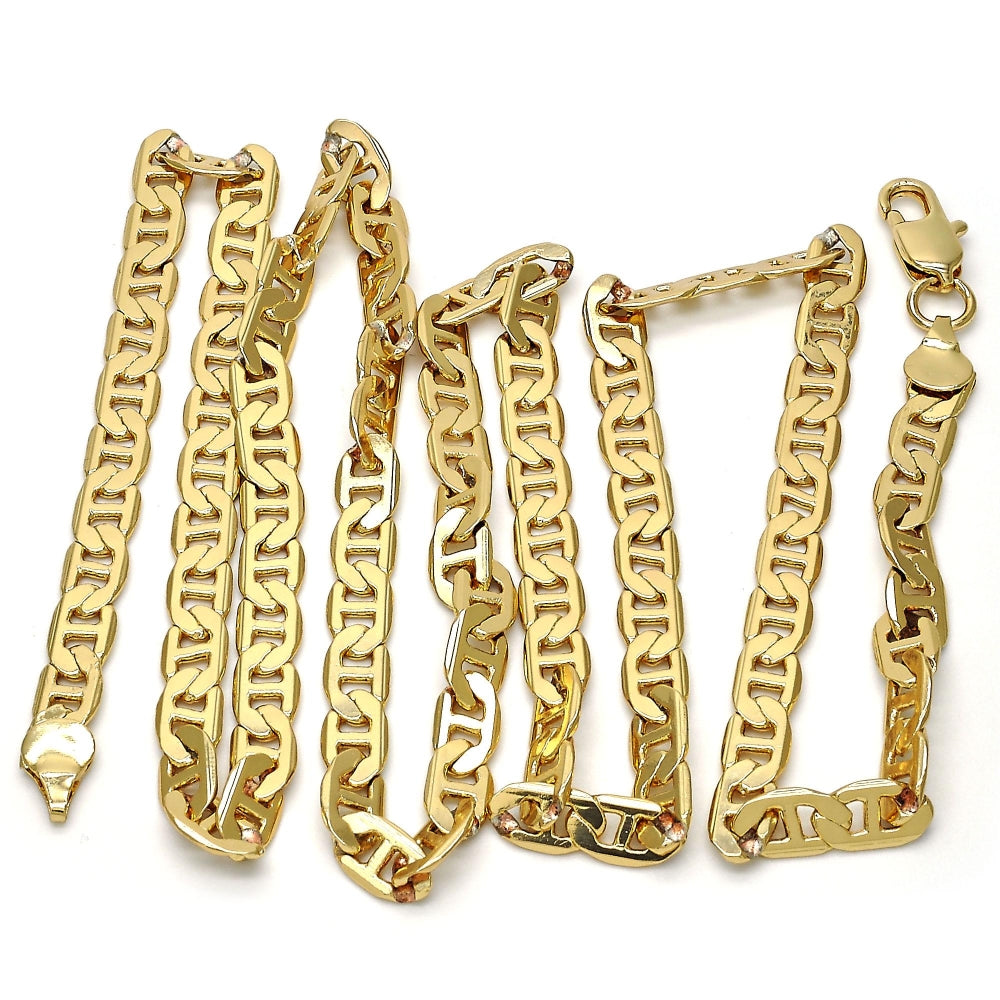 Gold Tone Basic Necklace, Mariner Design, Polished, Golden Finish