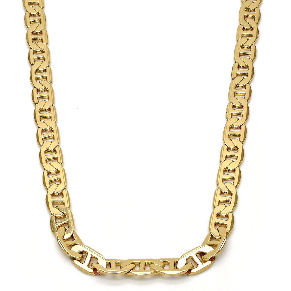 Gold Tone Basic Necklace, Mariner Design, Polished, Golden Finish