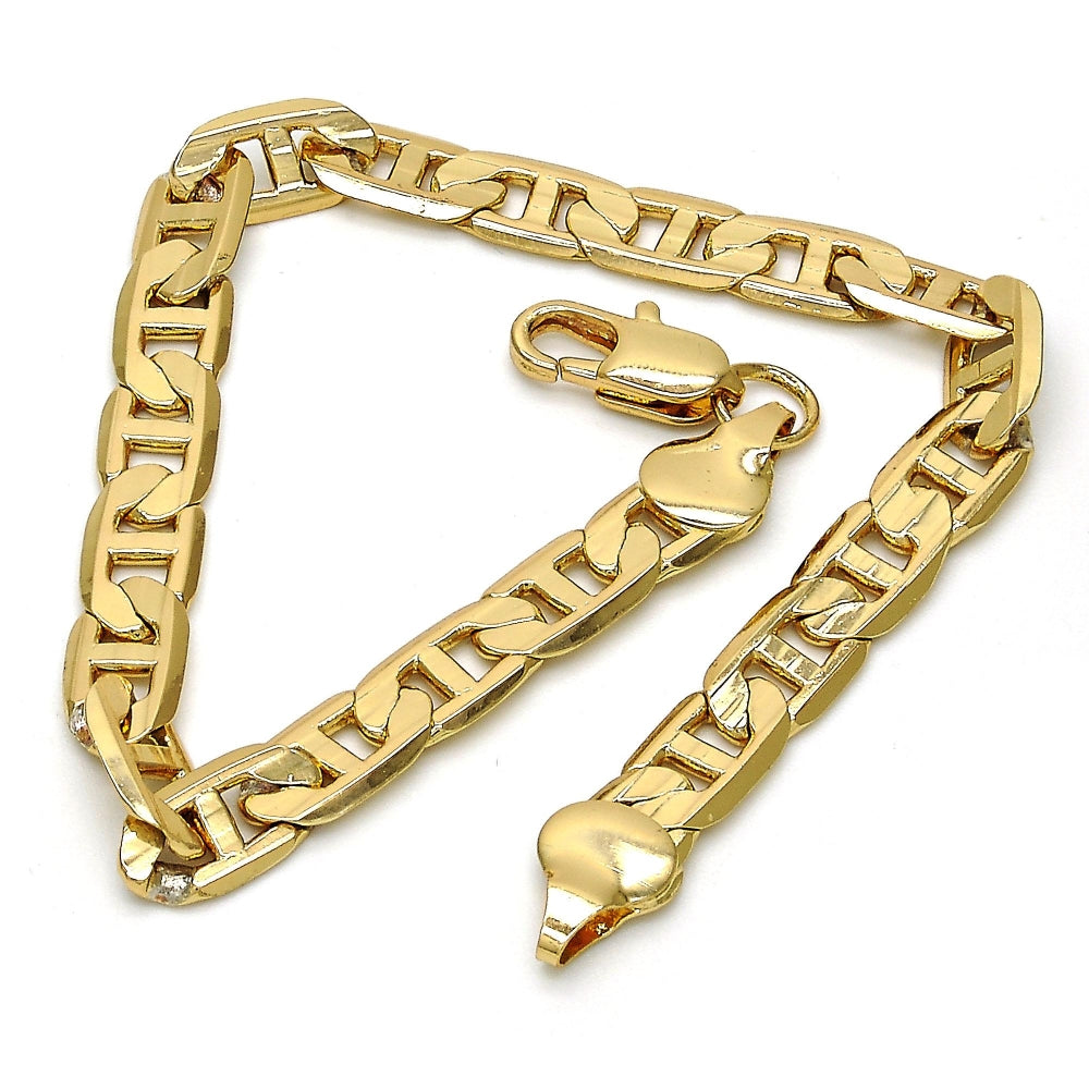 Gold Tone Basic Bracelet, Mariner Design, Polished, Golden Finish