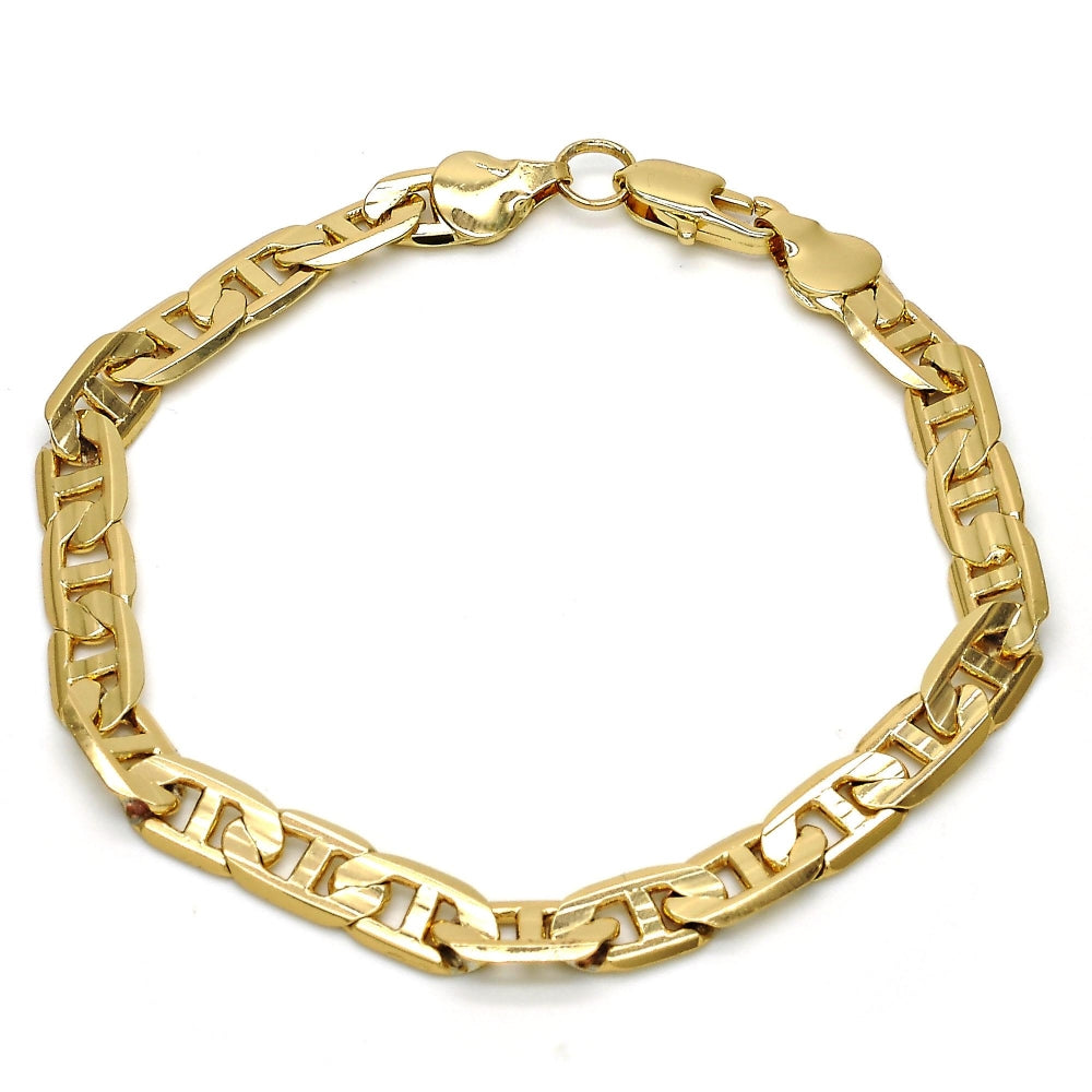 Gold Tone Basic Bracelet, Mariner Design, Polished, Golden Finish