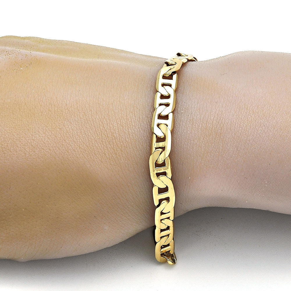 Gold Tone Basic Bracelet, Mariner Design, Polished, Golden Finish
