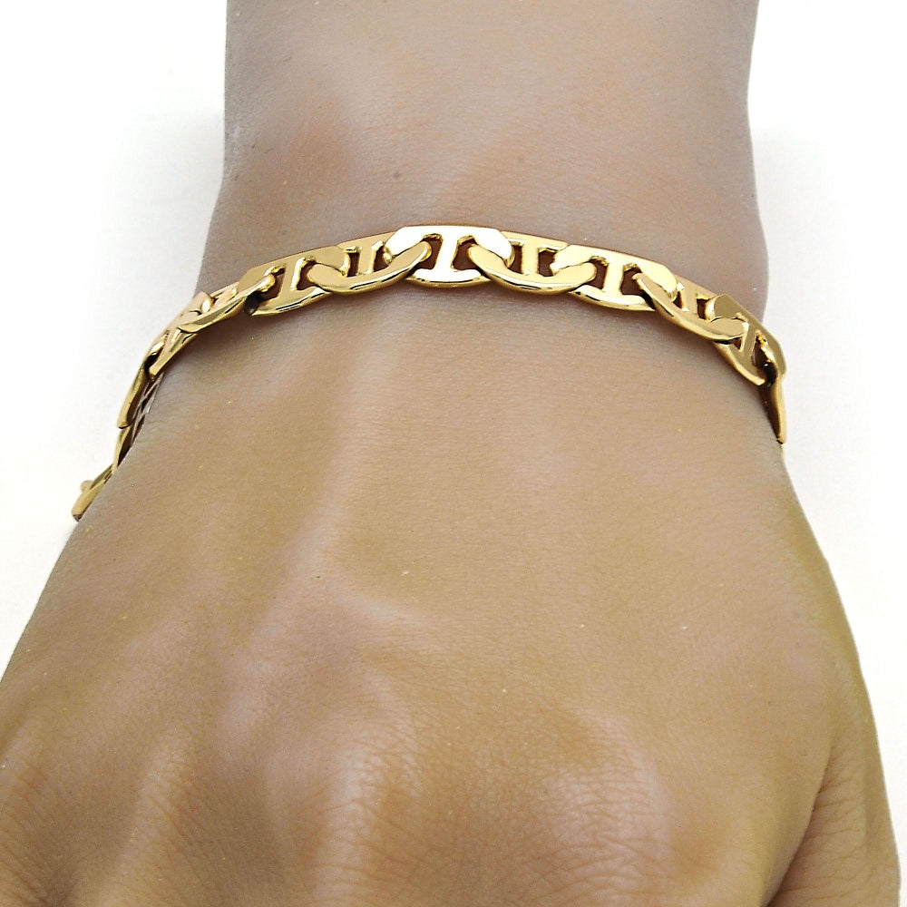 Gold Tone Basic Bracelet, Mariner Design, Polished, Golden Finish
