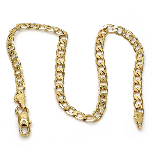 Gold Tone Basic Bracelet, Curb Design, Polished, Golden Finish