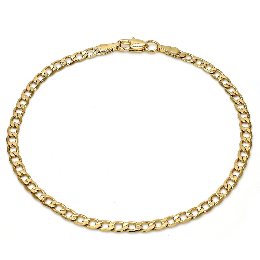 Gold Tone Basic Bracelet, Curb Design, Polished, Golden Finish
