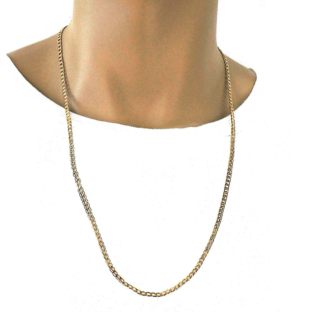 Gold Tone Basic Necklace, Curb Design, Polished, Golden Finish