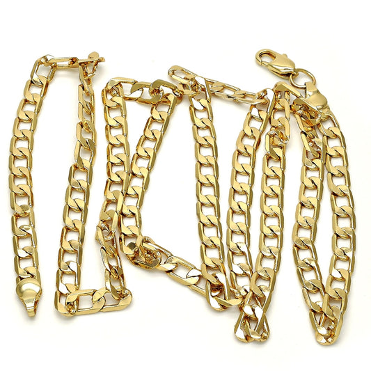Gold Tone Basic Necklace, Curb Design, Polished, Golden Finish