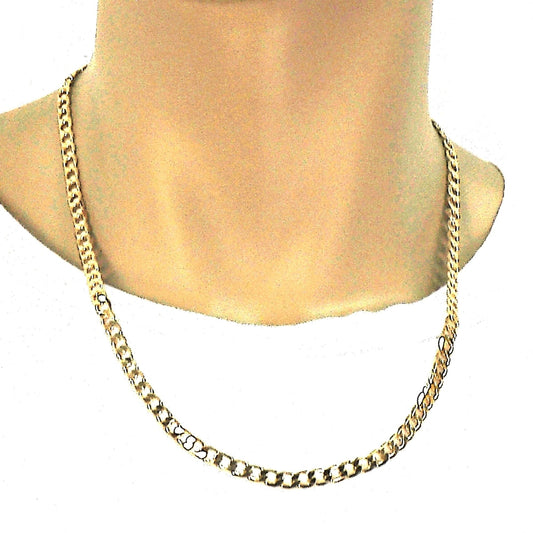 Gold Tone Basic Necklace, Curb Design, Polished, Golden Finish