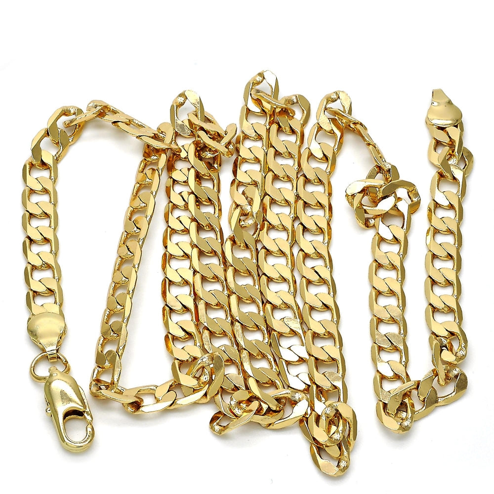 Gold Tone Basic Necklace, Curb Design, Polished, Golden Finish