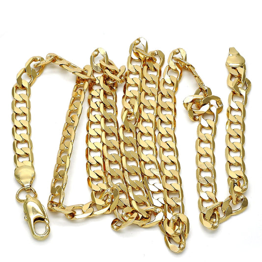Gold Tone Basic Necklace, Curb Design, Polished, Golden Finish