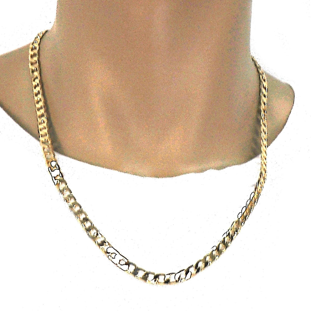 Gold Tone Basic Necklace, Curb Design, Polished, Golden Finish