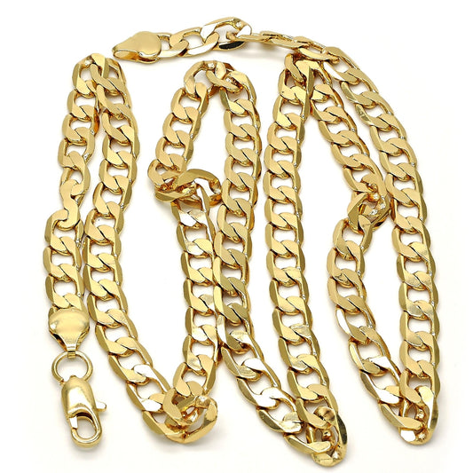 Gold Tone Basic Necklace, Curb Design, Polished, Golden Finish
