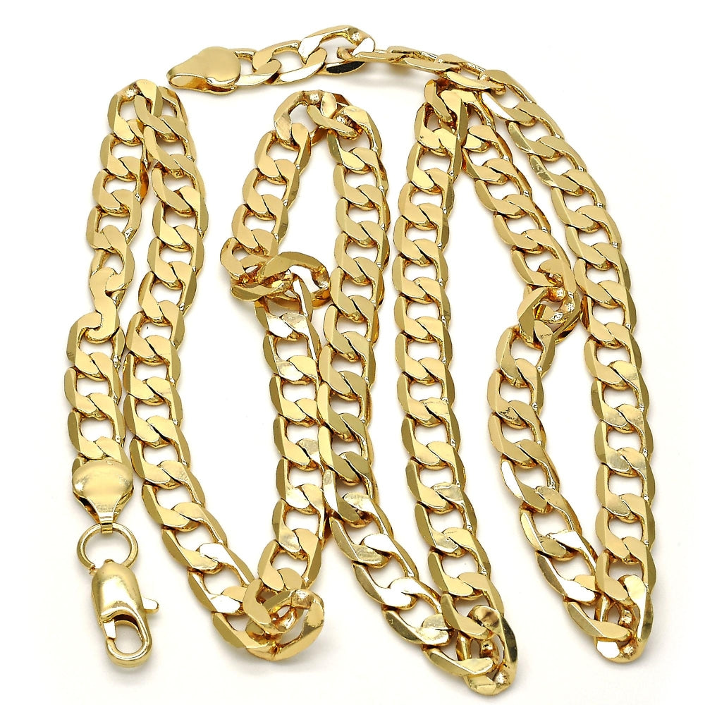 Gold Tone Basic Necklace, Curb Design, Polished, Golden Finish