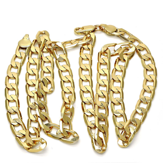 Gold Tone Basic Necklace, Curb Design, Polished, Golden Finish