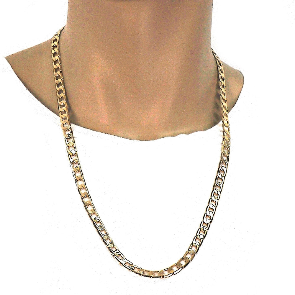 Gold Tone Basic Necklace, Curb Design, Polished, Golden Finish