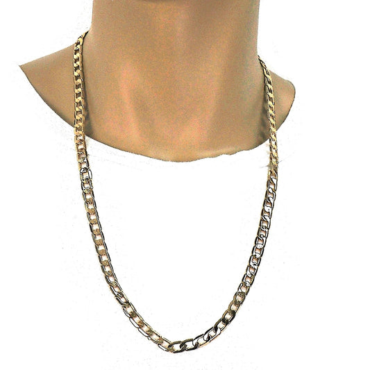 Gold Tone Basic Necklace, Curb Design, Polished, Golden Finish