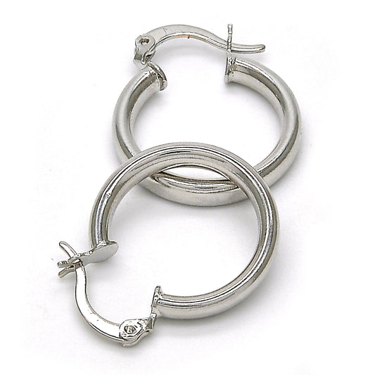 Rhodium Gold Filled Small Hoop, Hollow Design, Polished, Rhodium Finish