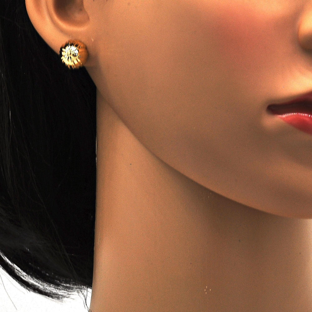 Oro Laminado Stud Earring, Gold Filled Style Diamond Cutting Finish, Golden Finish