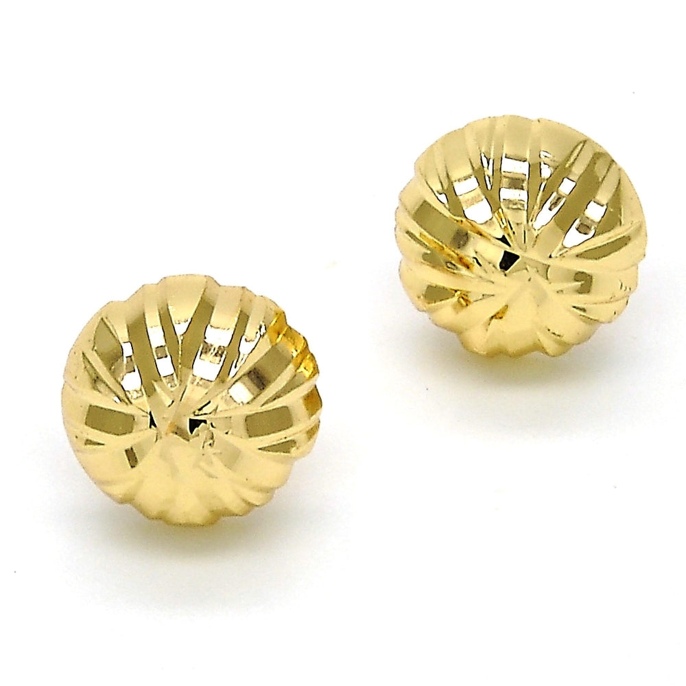 Oro Laminado Stud Earring, Gold Filled Style Diamond Cutting Finish, Golden Finish