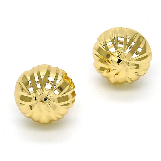 Oro Laminado Stud Earring, Gold Filled Style Diamond Cutting Finish, Golden Finish