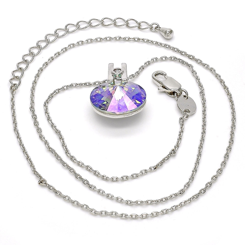 Rhodium Gold Filled Pendant Necklace, with Crystal Swarovski Crystals and White Micro Pave, Polished, Rhodium Finish