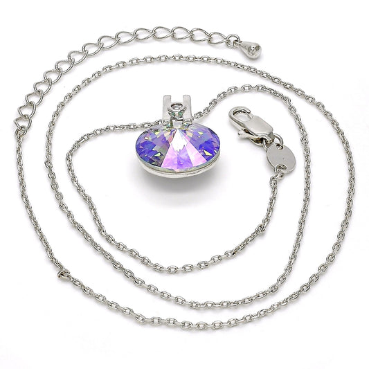 Rhodium Gold Filled Pendant Necklace, with Crystal Swarovski Crystals and White Micro Pave, Polished, Rhodium Finish