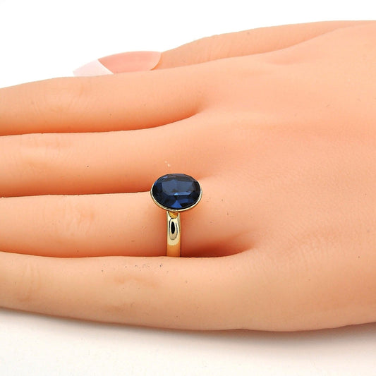 Oro Laminado Multi Stone Ring, Gold Filled Style with Montana Swarovski Crystals, Polished, Golden Finish