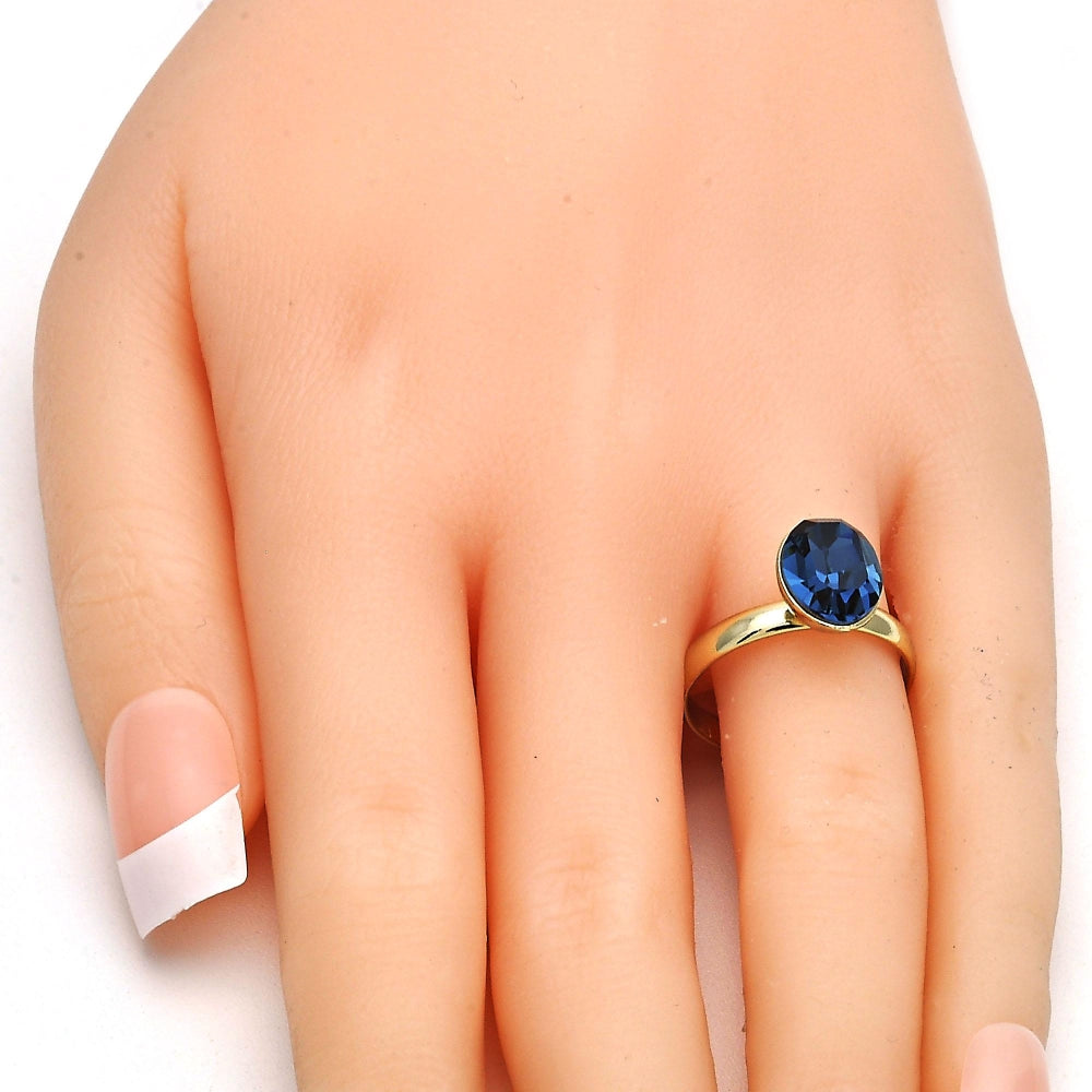 Oro Laminado Multi Stone Ring, Gold Filled Style with Montana Swarovski Crystals, Polished, Golden Finish