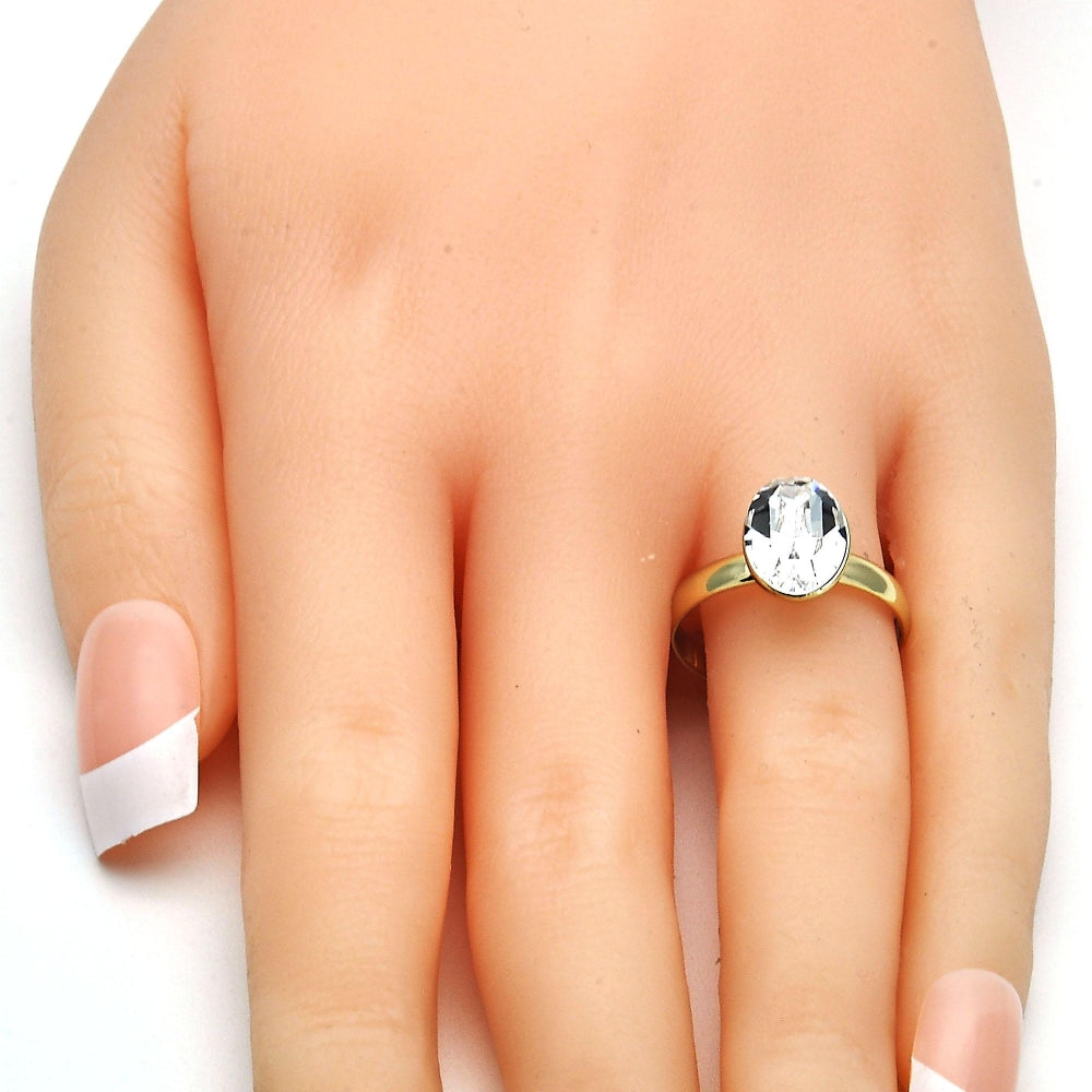 Oro Laminado Multi Stone Ring, Gold Filled Style with Crystal Swarovski Crystals, Polished, Golden Finish