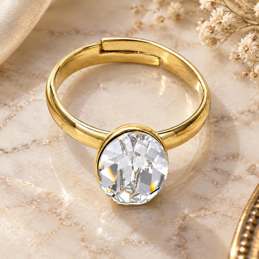 Oro Laminado Multi Stone Ring, Gold Filled Style with Crystal Swarovski Crystals, Polished, Golden Finish